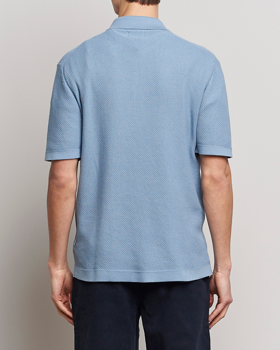 Men | Polo Shirts | NN07 | Hansie Structured Zip Polo Ashley Blue