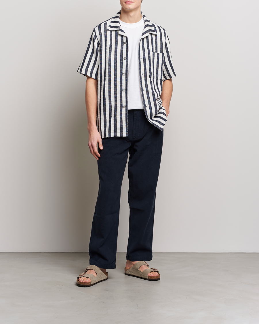 Men | Shirts | NN07 | Julio Striped Short Sleeve Shirt Navy/White