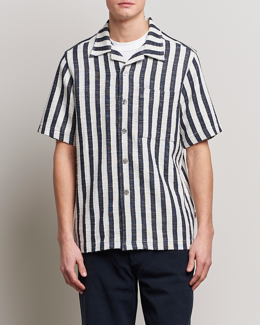 Men | Shirts | NN07 | Julio Striped Short Sleeve Shirt Navy/White
