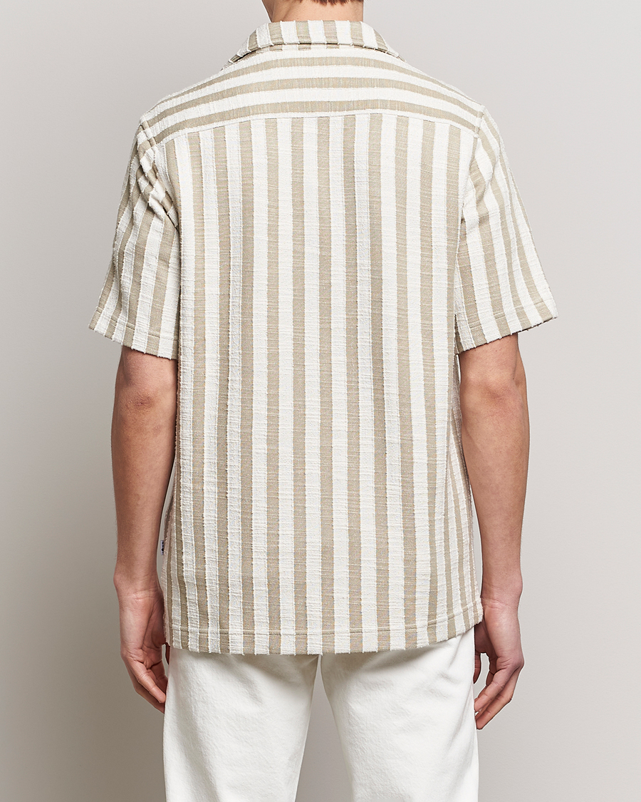 Men | Shirts | NN07 | Julio Knitted Striped Resort Collar Shirt Green/White