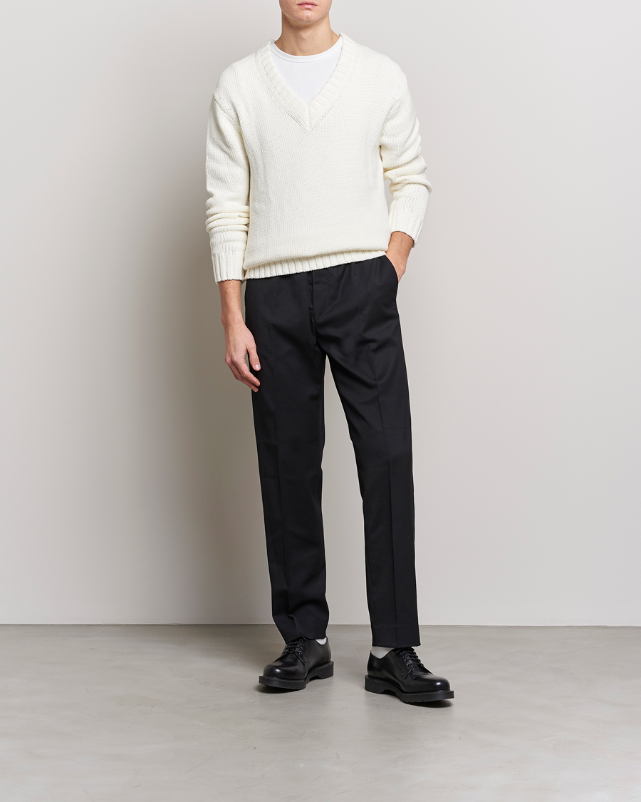 Men | Sweaters & Knitwear | NN07 | Jasper Knitted V-Neck Sweater Ecru