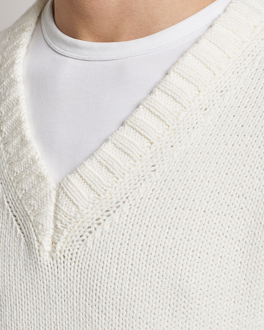 Men | Sweaters & Knitwear | NN07 | Jasper Knitted V-Neck Sweater Ecru