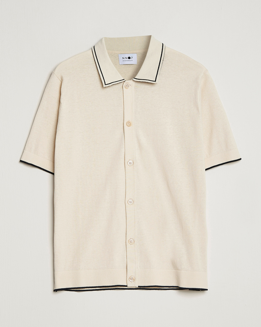 Men | Shirts | NN07 | Nolan Knitted Short Sleeve Shirt Ecru