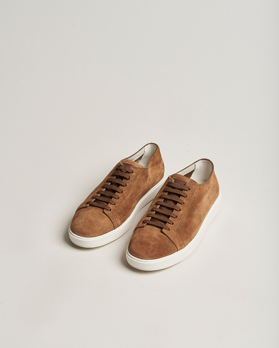 Men | Santoni Plain Sneaker Dark Brown Suede | Santoni | Plain Sneaker Dark Brown Suede