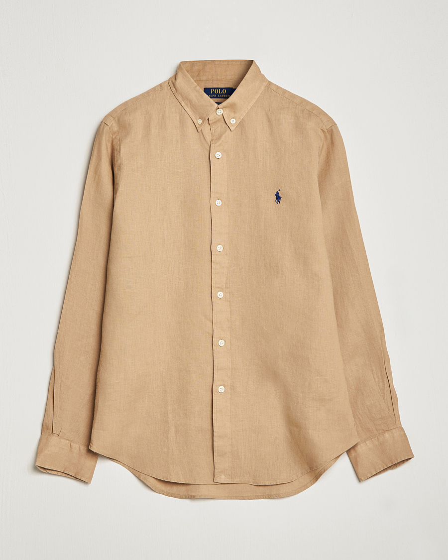 Men | Shirts | Polo Ralph Lauren | Slim Fit Linen Button Down Shirt Vintage Khaki