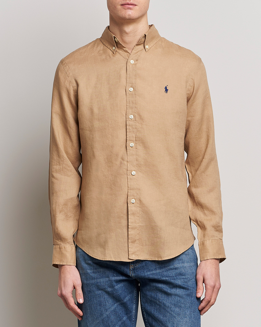 Men | Shirts | Polo Ralph Lauren | Slim Fit Linen Button Down Shirt Vintage Khaki