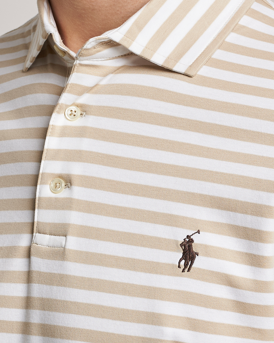 Men | Polo Shirts | Polo Ralph Lauren | Luxury Pima Cotton Striped Polo Beige/White