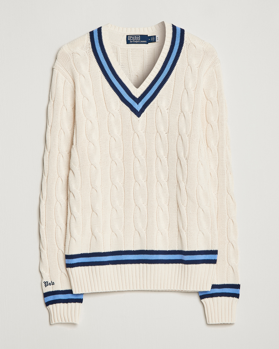 Men | Sweaters & Knitwear | Polo Ralph Lauren | Cricket Sweater Cream/Navy Stripe