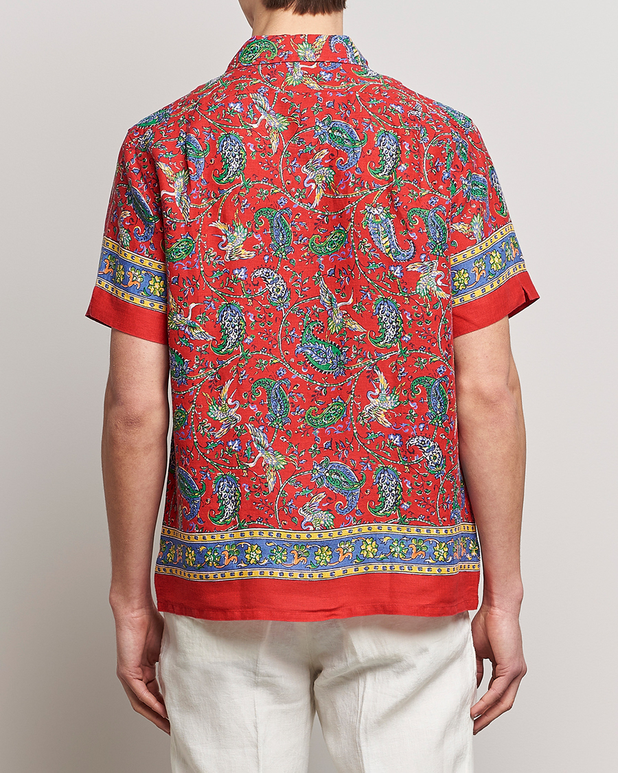 Men | Shirts | Polo Ralph Lauren | Linen Printed Camp Collar Shirt Red Multi