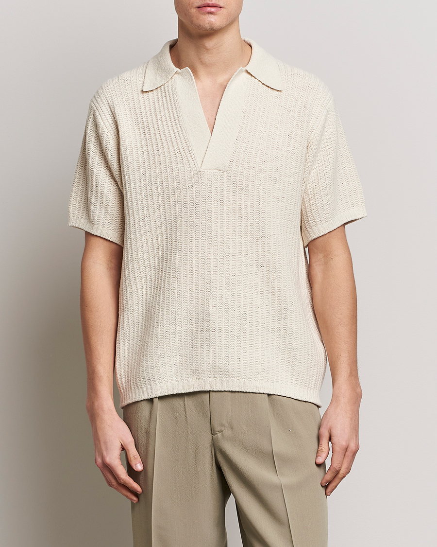 AURALEE RIB KNIT SKIPPER POLO ECRU サイズ3 Auralee Wool Rib Knit Skipper Polo Ecru at CareOfCarl.com
