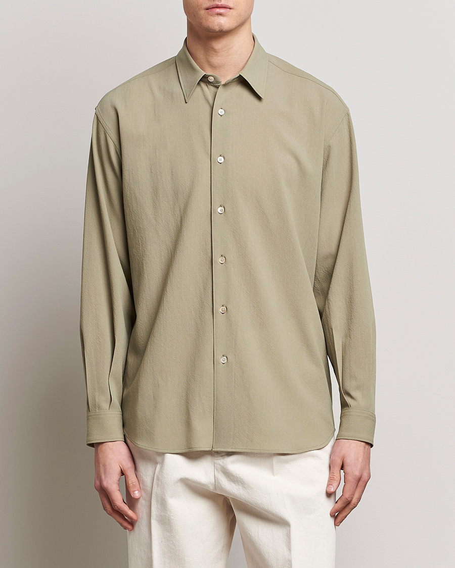 Men | Shirts | Auralee | Viyella Wool Shirt Light Khaki