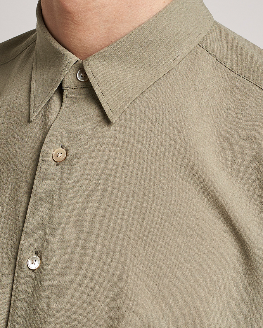 Men | Shirts | Auralee | Viyella Wool Shirt Light Khaki