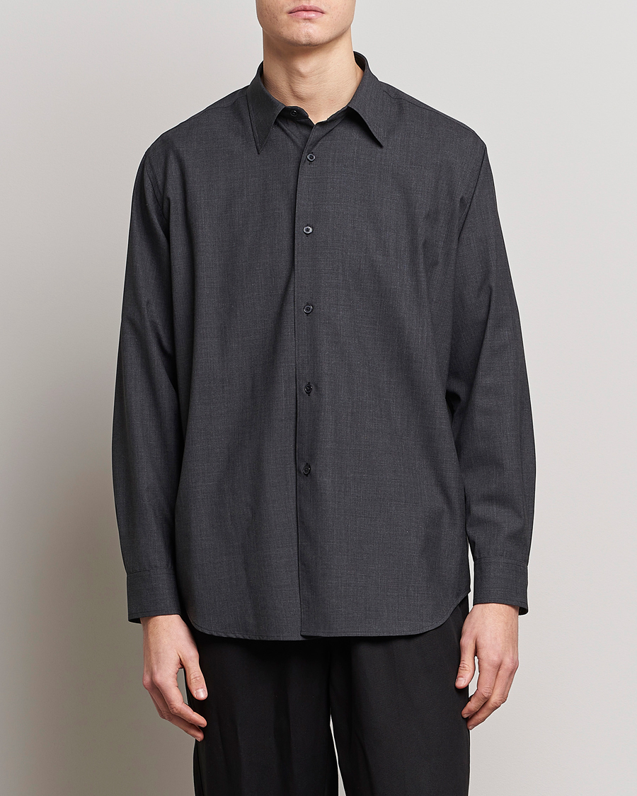 Men | Shirts | Auralee | Tropical Wool Shirt Charcoal
