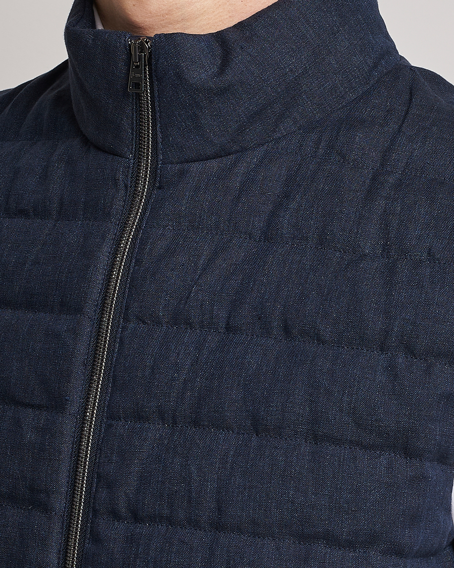 Men | Gilets | Herno | Padded Linen Vest Navy