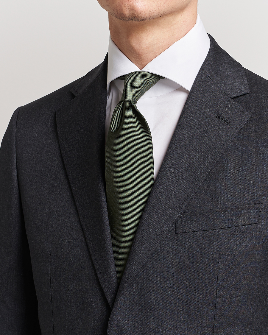 Men | Ties | Amanda Christensen | Plain Classic Tie 8 cm Olive