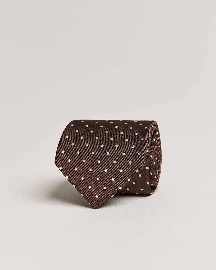 Men | Ties | Amanda Christensen | Dot Classic Tie 8 cm Brown/White