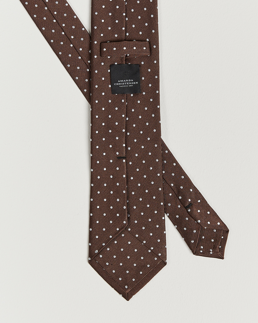 Men | Ties | Amanda Christensen | Dot Classic Tie 8 cm Brown/White
