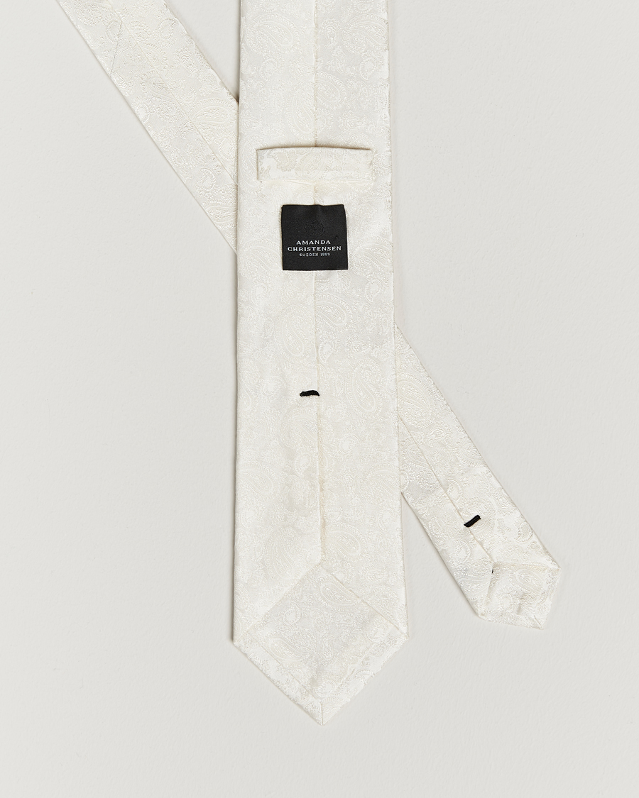 Men | Ties | Amanda Christensen | Silk Tonal Paisley Tie 8 cm Cream