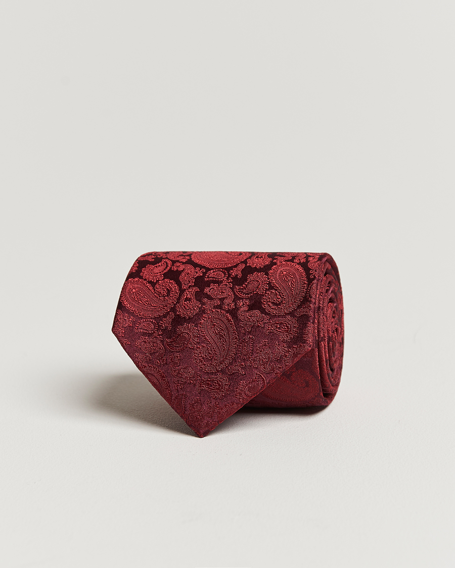 Men | Ties | Amanda Christensen | Silk Tonal Paisley Tie 8 cm Wine