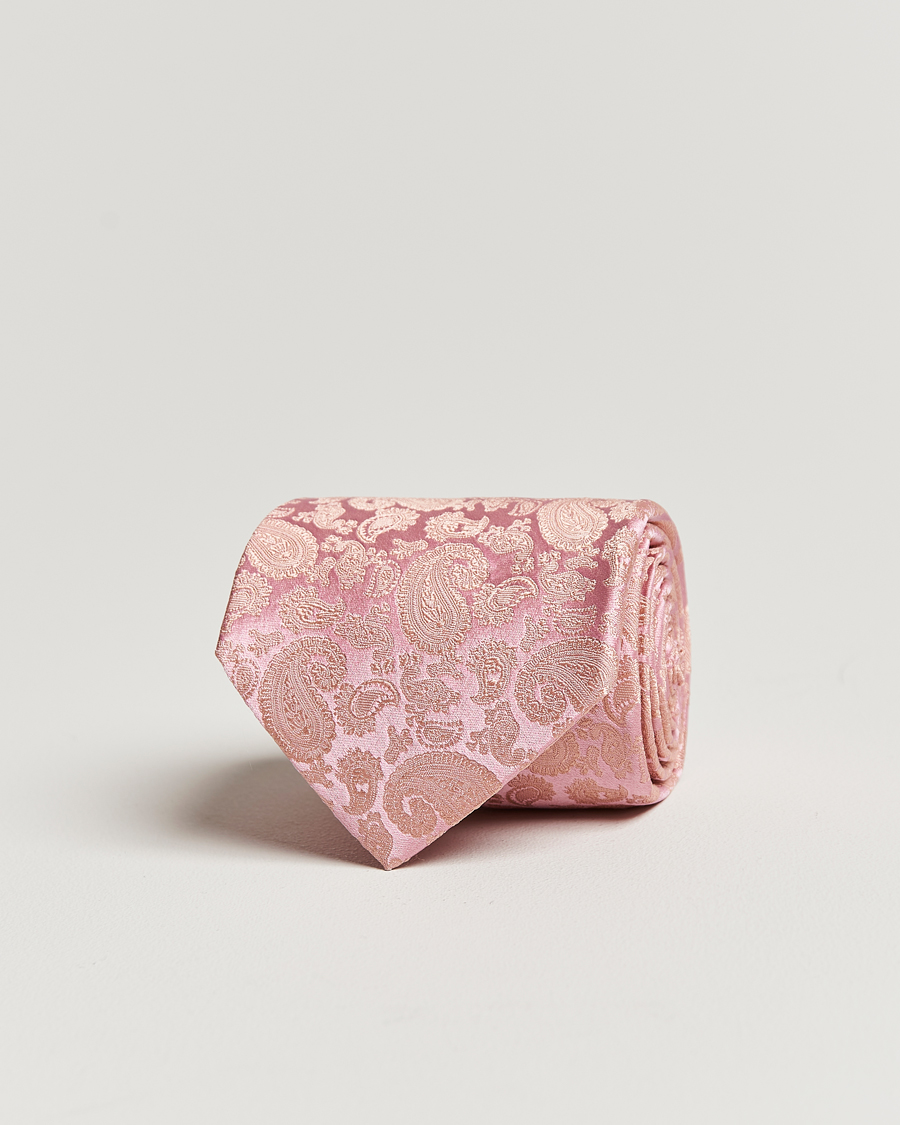 Men | Ties | Amanda Christensen | Silk Tonal Paisley Tie 8 cm Powder Pink