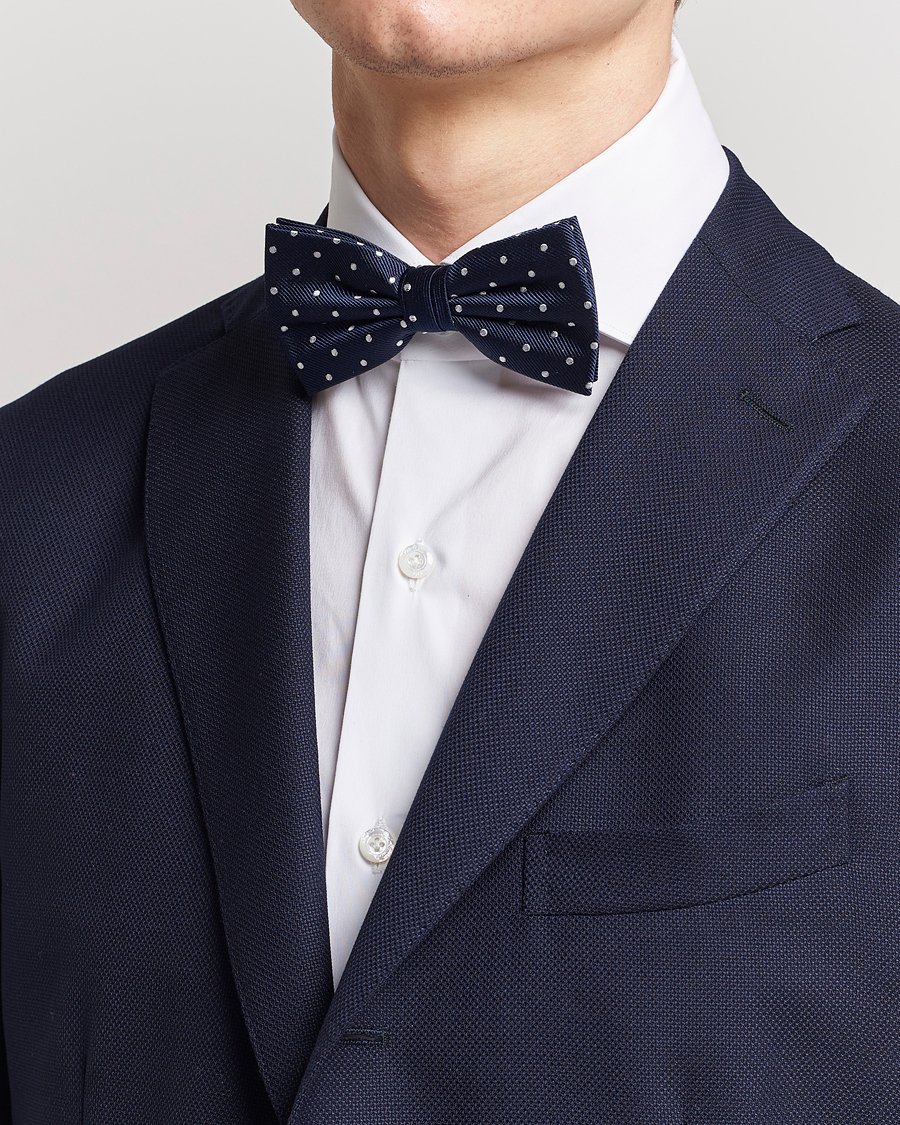 Men | Amanda Christensen Dot Pre Tie Silk Navy/White | Amanda Christensen | Dot Pre Tie Silk Navy/White