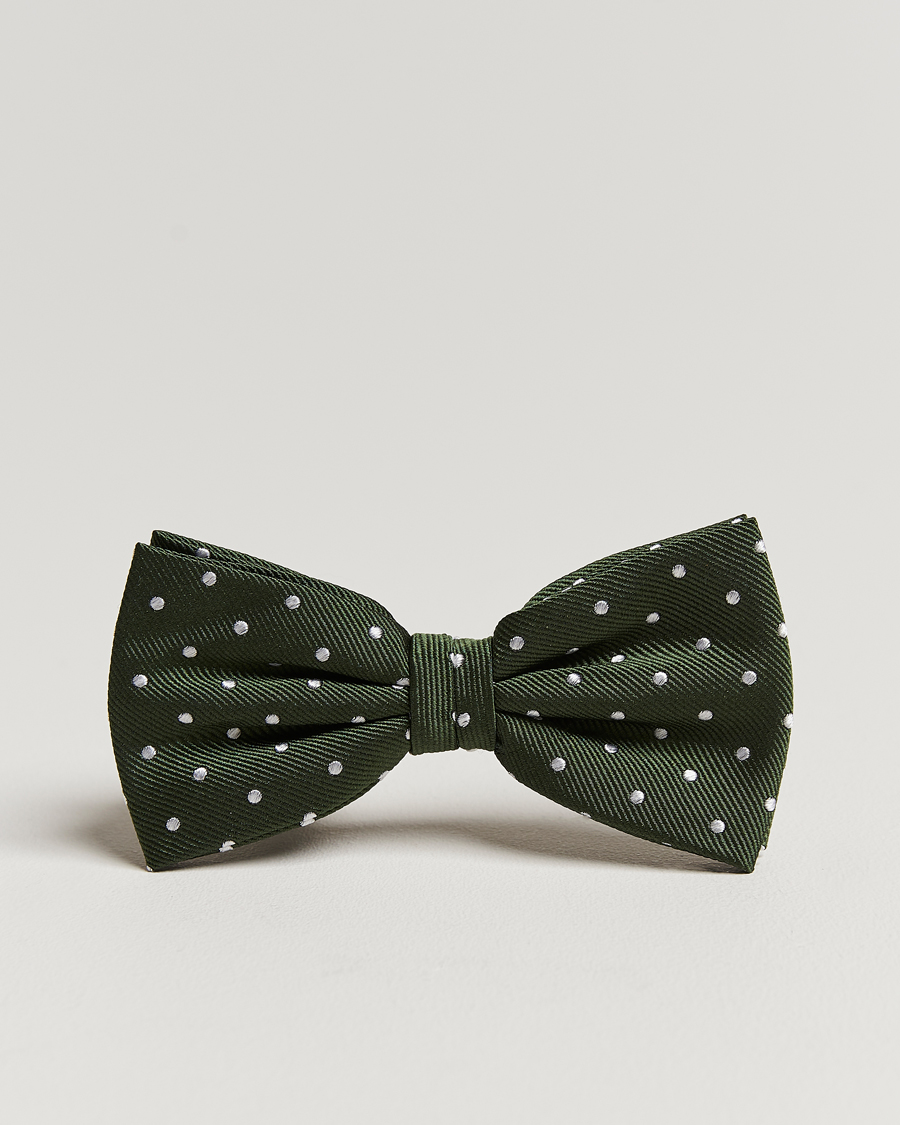 Men | Amanda Christensen Dot Pre Tie Silk Olive/White | Amanda Christensen | Dot Pre Tie Silk Olive/White