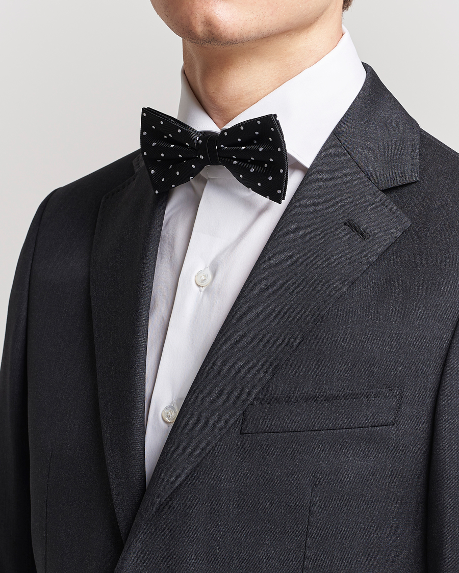 Men | Amanda Christensen Dot Pre Tie Silk Black/White | Amanda Christensen | Dot Pre Tie Silk Black/White
