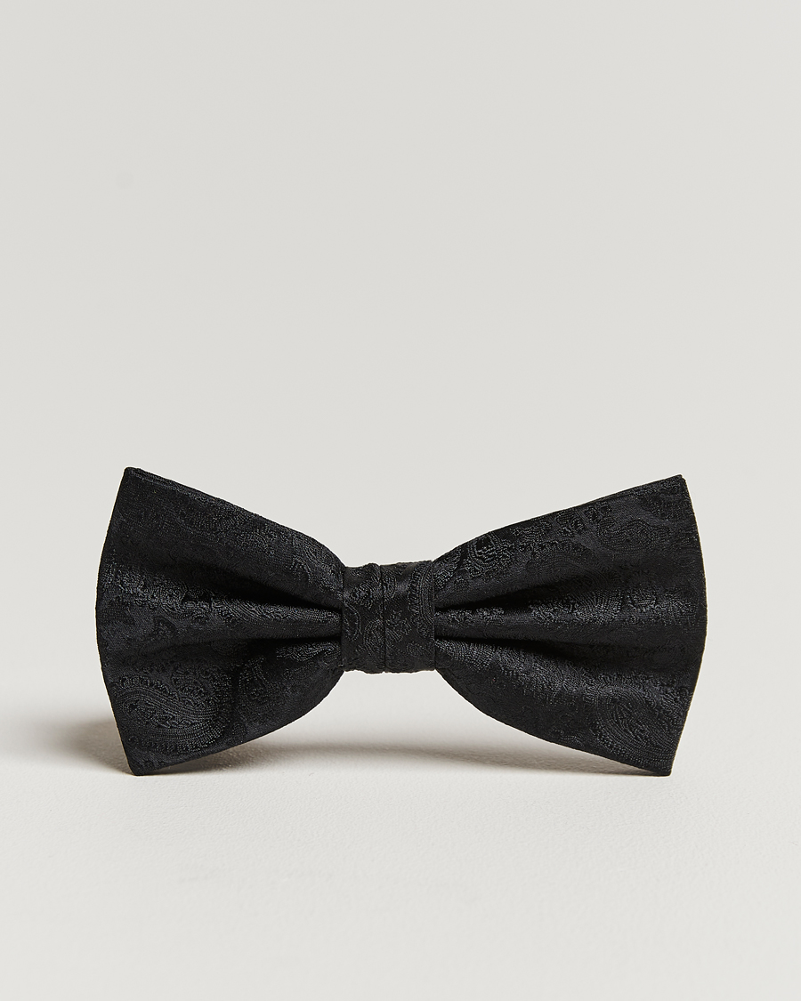 Men | Amanda Christensen Tonal Paisley Pre Tie Silk Black | Amanda Christensen | Tonal Paisley Pre Tie Silk Black
