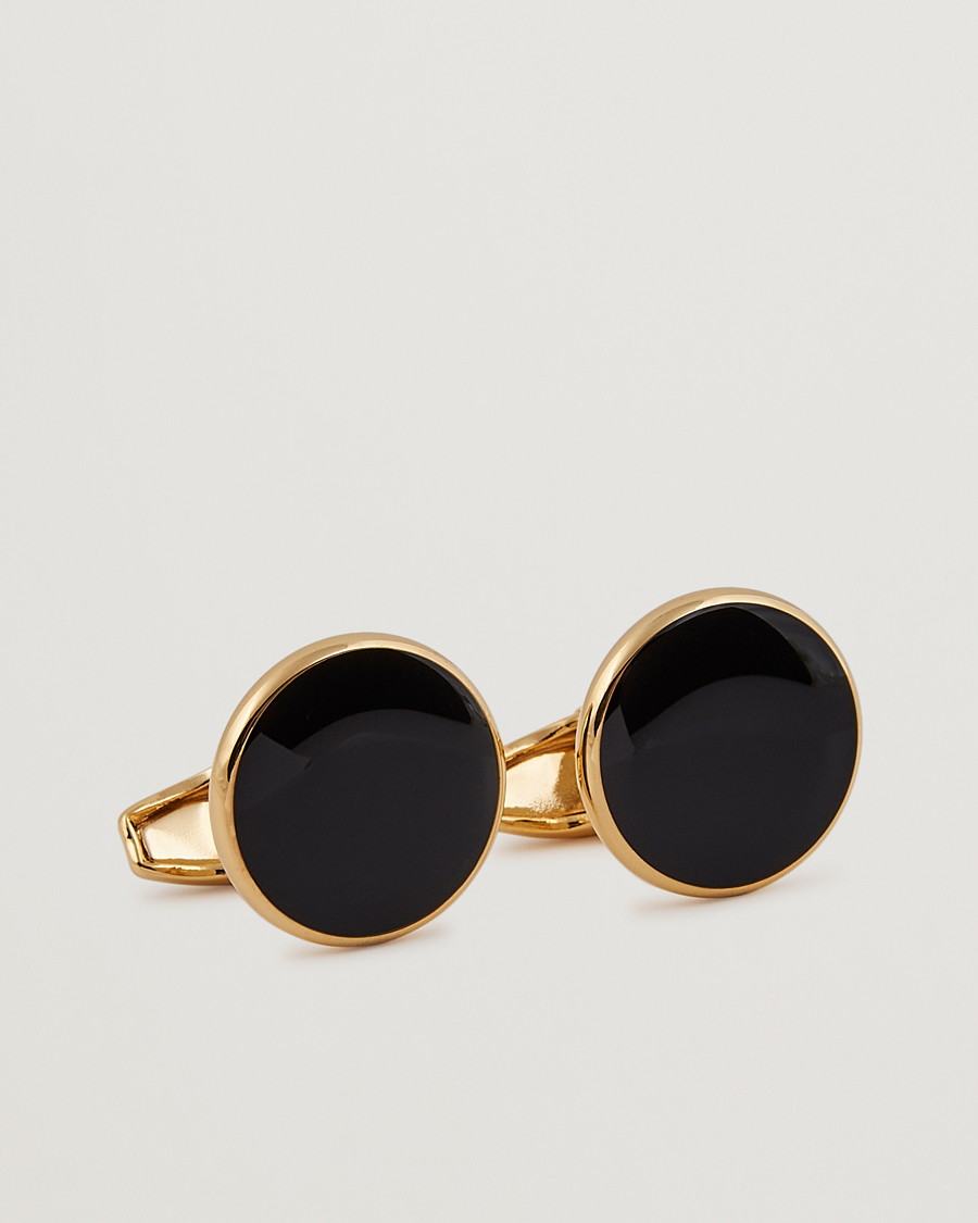Men | Cufflinks | Amanda Christensen | Cufflink & Shirt Studs Set Black/Gold