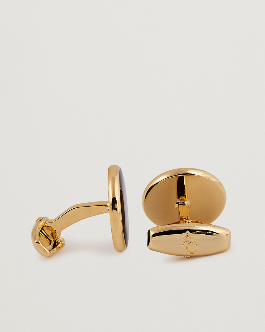 Men | Cufflinks | Amanda Christensen | Cufflink & Shirt Studs Set Black/Gold