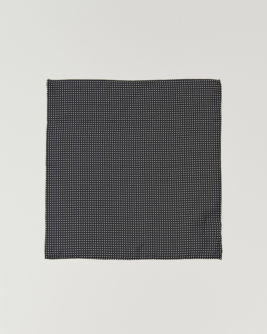Men | Pocket Squares | Amanda Christensen | Handkerchief Dot Silk Black