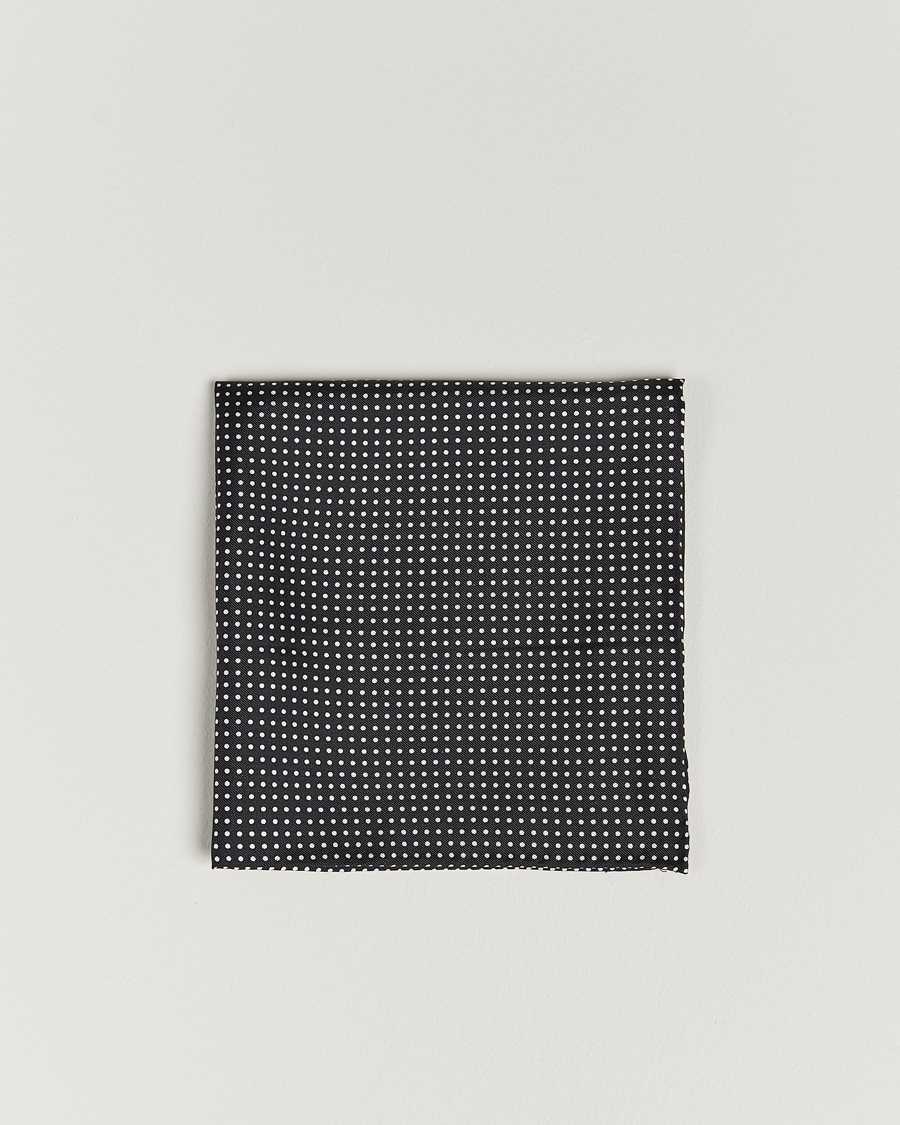 Men | Pocket Squares | Amanda Christensen | Handkerchief Dot Silk Black
