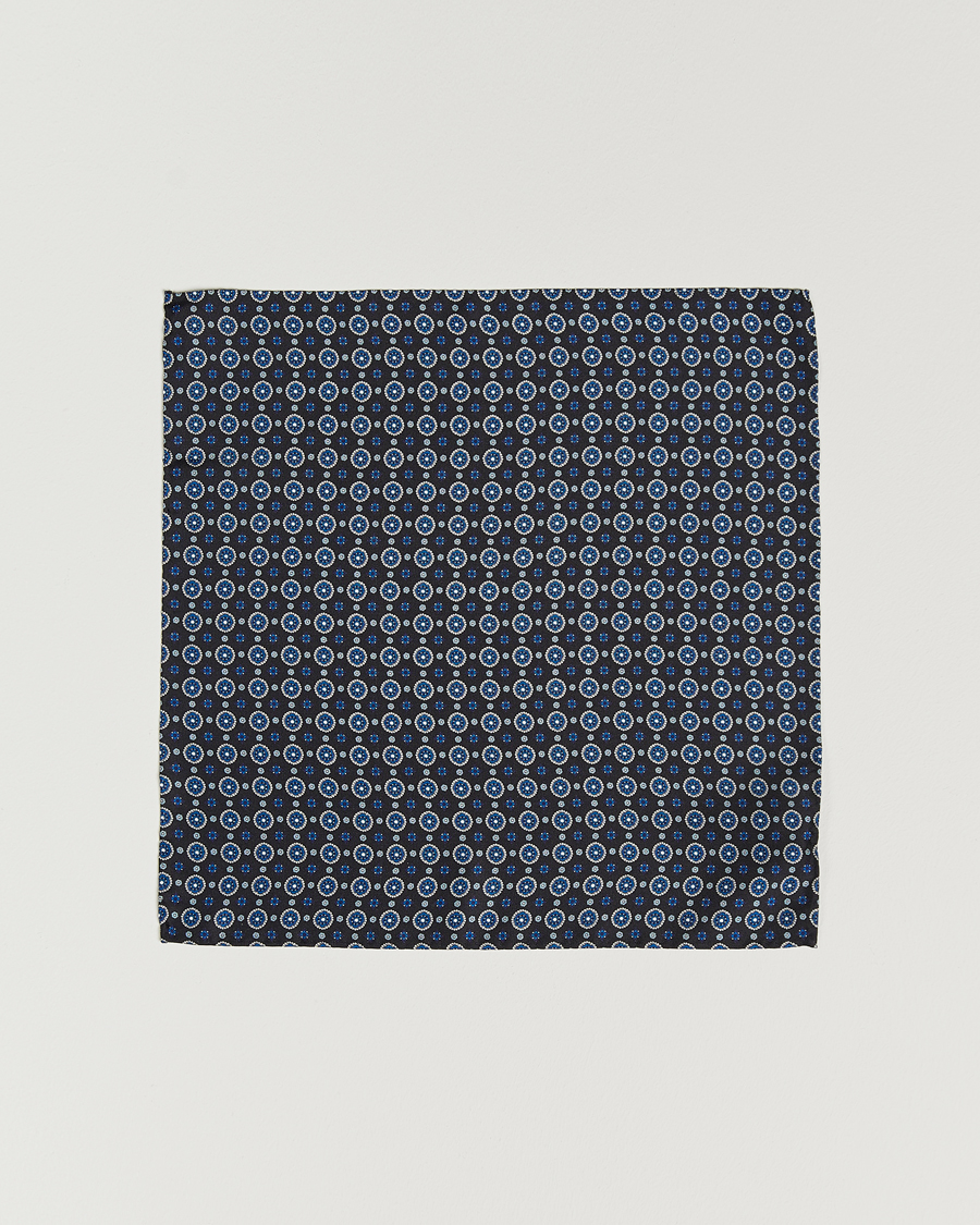 Men | Pocket Squares | Amanda Christensen | Medallion Silk Pocket Square Black