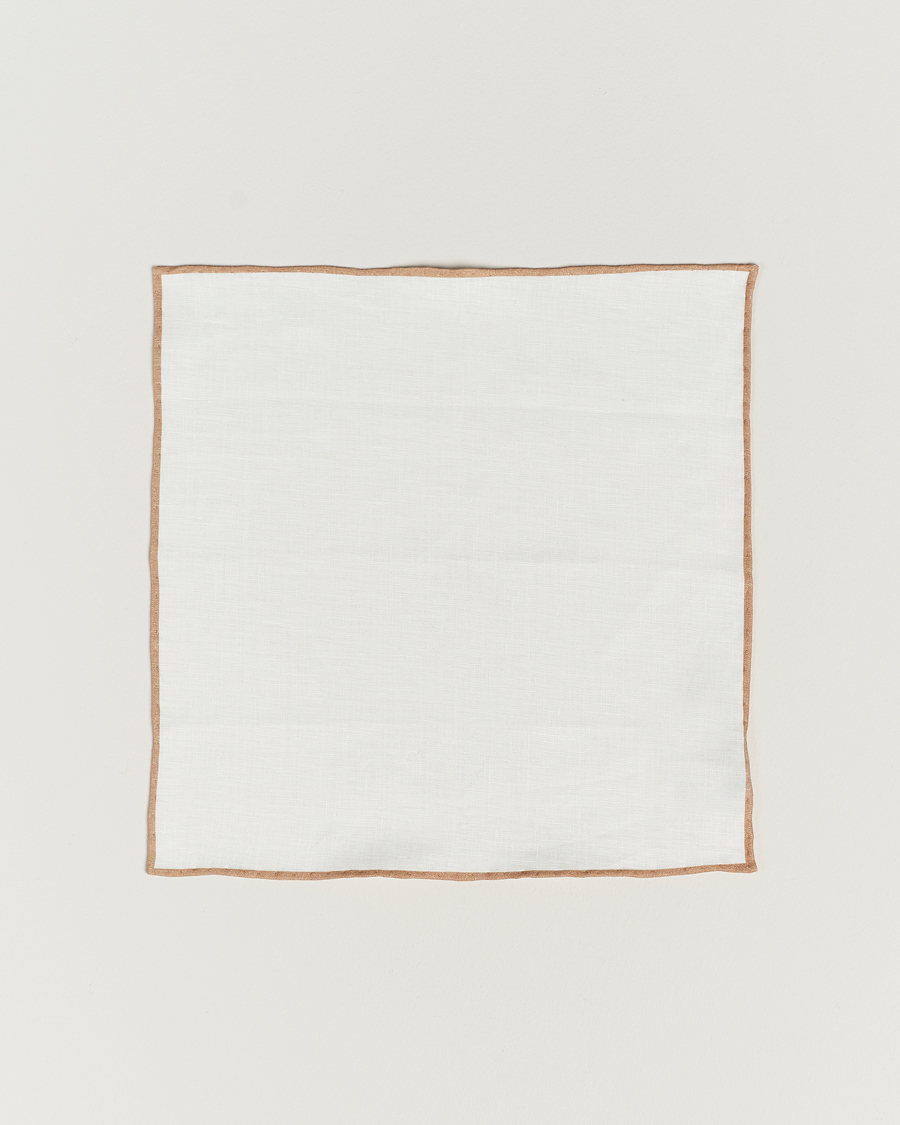 Men | Pocket Squares | Amanda Christensen | Linen Paspoal Pocket Square Sand/White