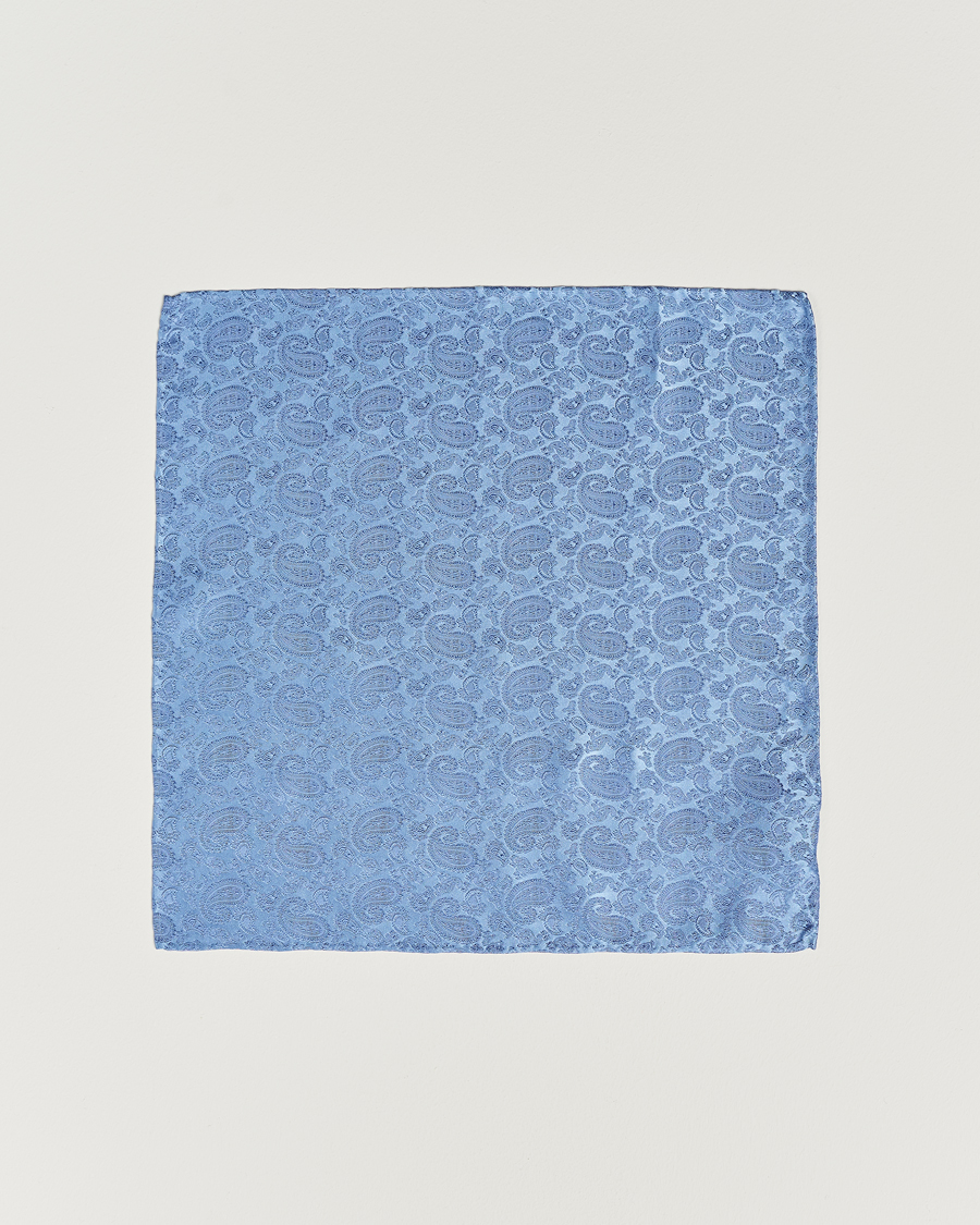 Men | Pocket Squares | Amanda Christensen | Tonal Paisley Silk Pocket Square Sky Blue