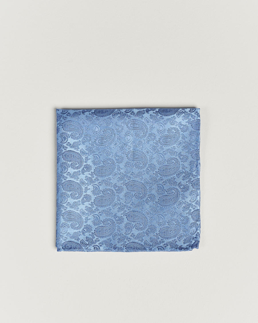 Men | Pocket Squares | Amanda Christensen | Tonal Paisley Silk Pocket Square Sky Blue