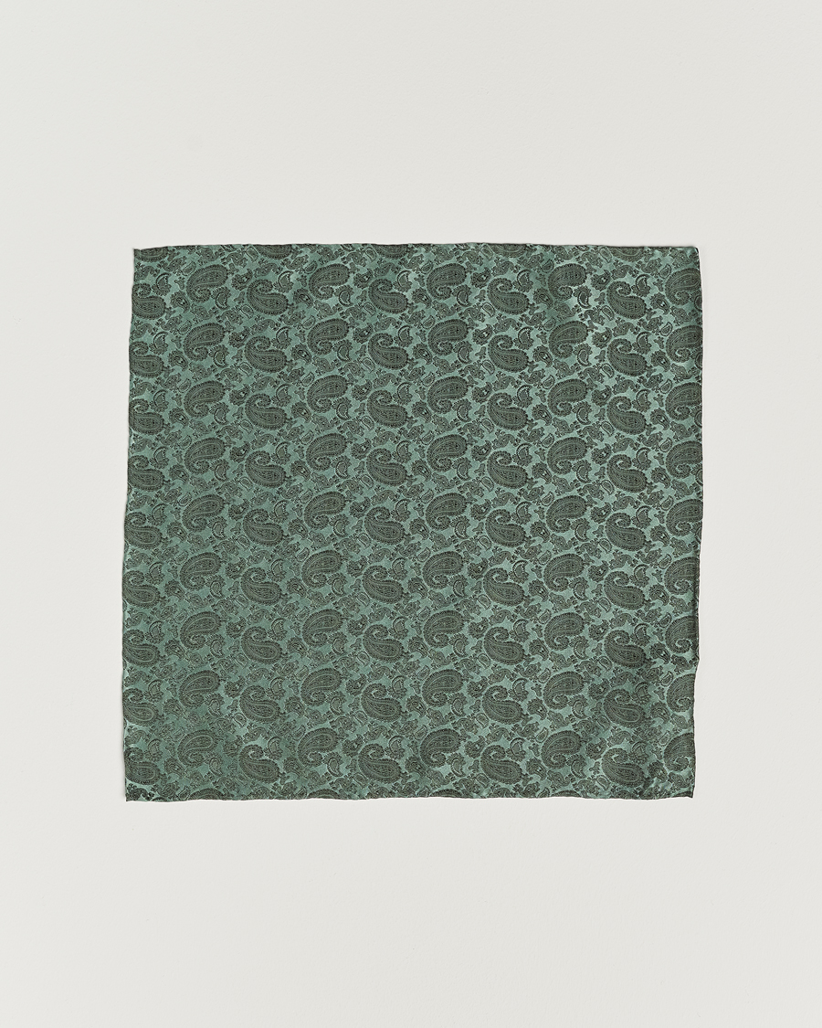 Men | Pocket Squares | Amanda Christensen | Tonal Paisley Silk Pocket Square Olive