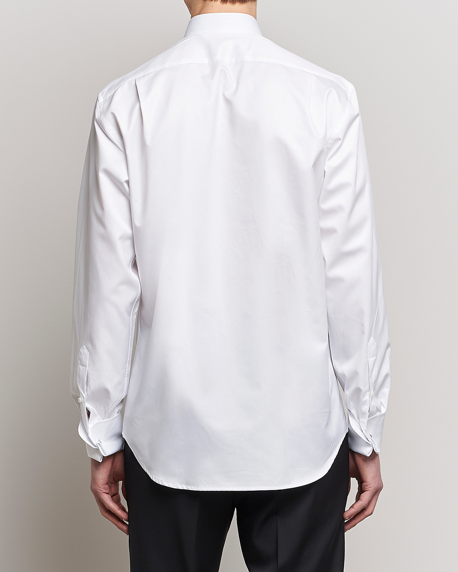 Men | Shirts | Stenströms | Fitted Body Stand Up Collar Plissè Shirt White