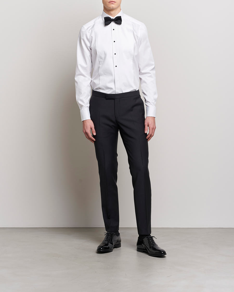 Men | Shirts | Stenströms | Slimline Open Smoking Shirt White