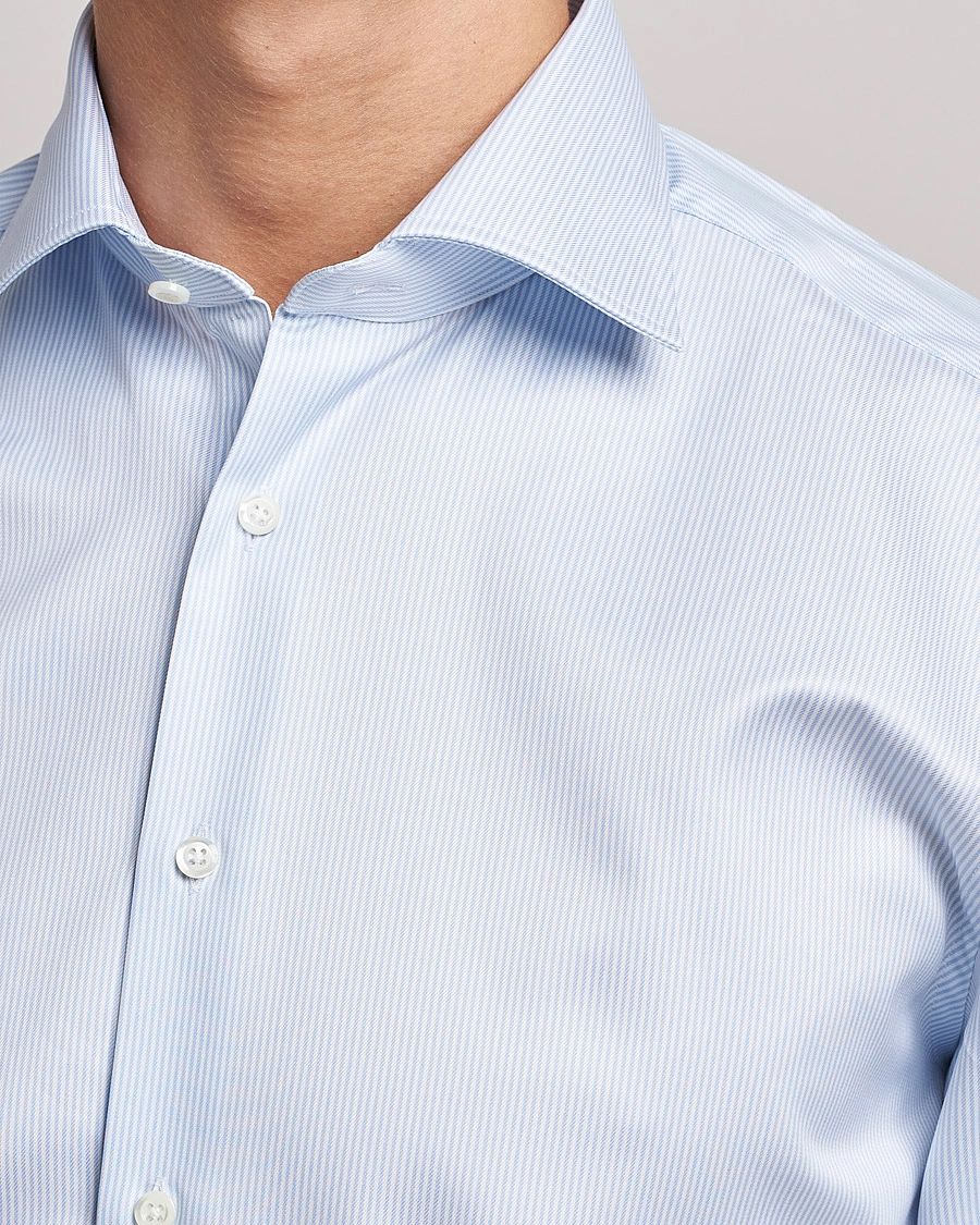 Men | Shirts | Stenströms | Fitted Body X-Long Sleeve Shirt White/Blue