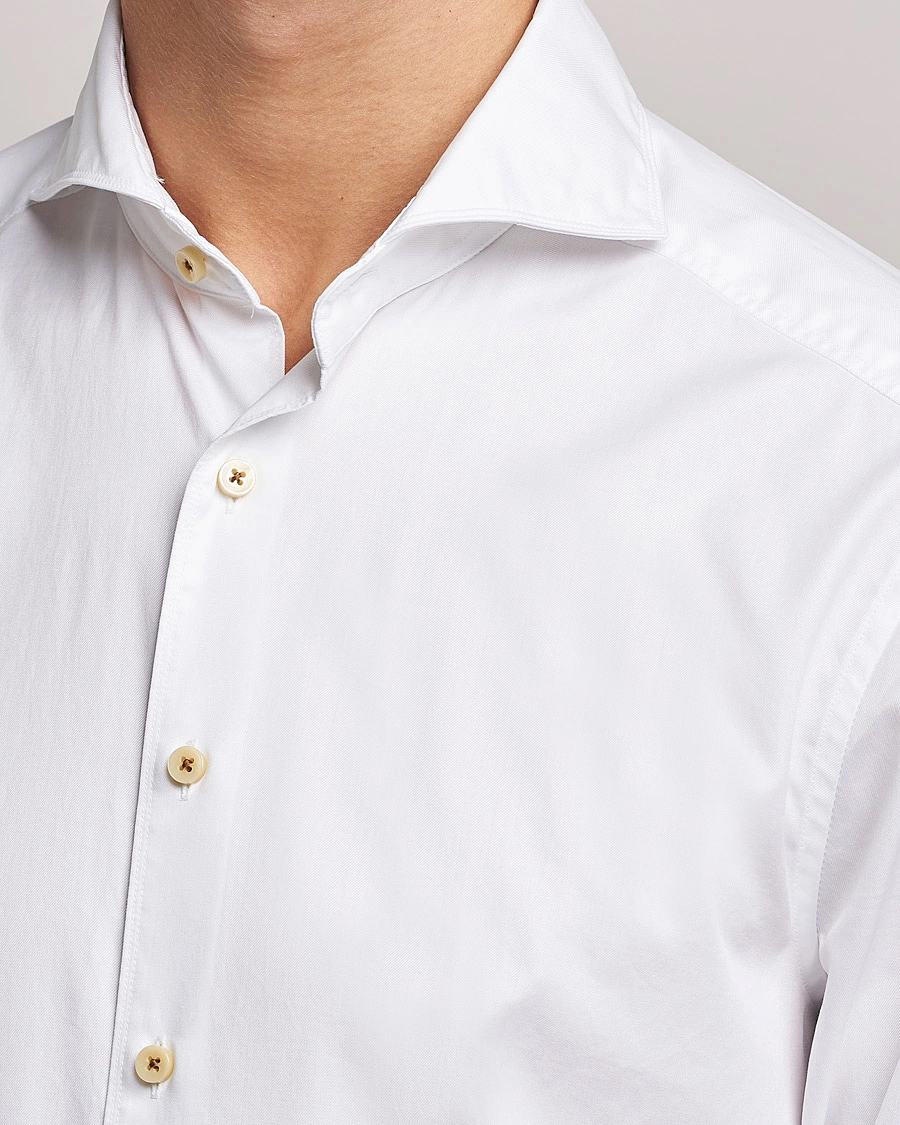 Men | Shirts | Stenströms | Slimline X-Long Sleeve Washed Cotton Shirt White