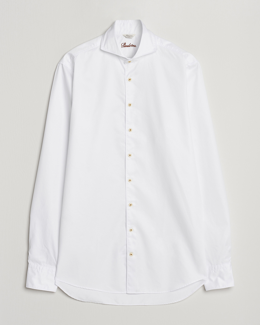 Men | Shirts | Stenströms | Fitted Body X-Long Sleeve Washed Shirt White