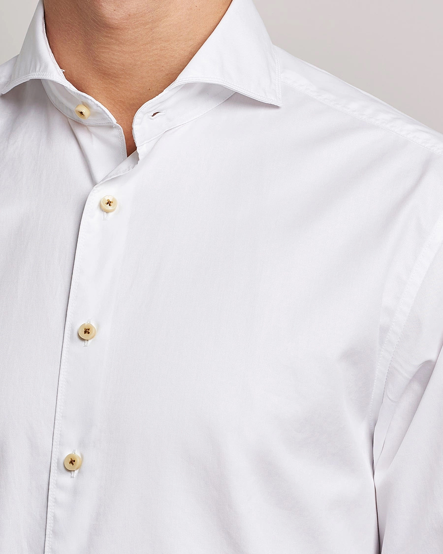 Men | Shirts | Stenströms | Fitted Body X-Long Sleeve Washed Shirt White