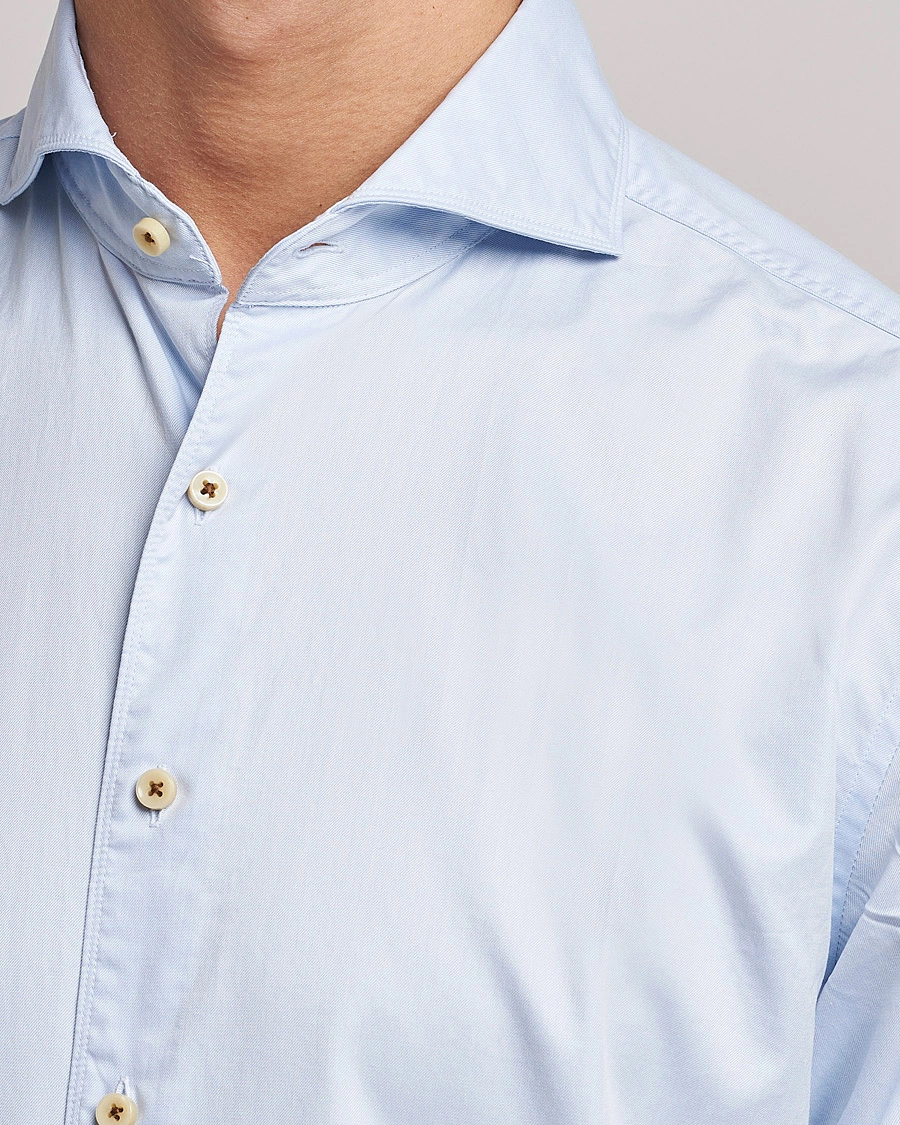 Men | Shirts | Stenströms | Fitted Body X-Long Sleeve Washed Shirt Light Blue