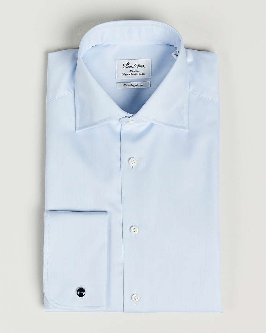 Men | Shirts | Stenströms | Slimline X-Long Sleeve Double Cuff Shirt Light Blue