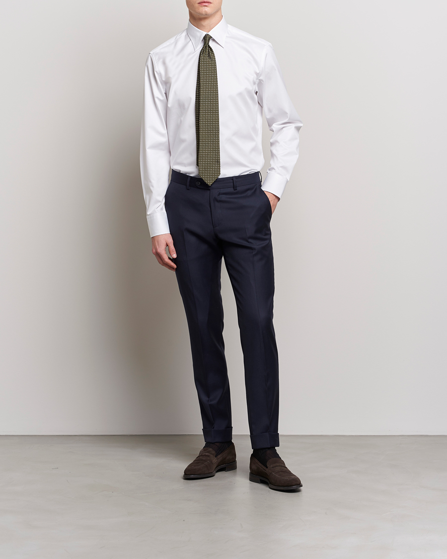 Men | Shirts | Stenströms | Fitted Body Kent Collar Shirt White
