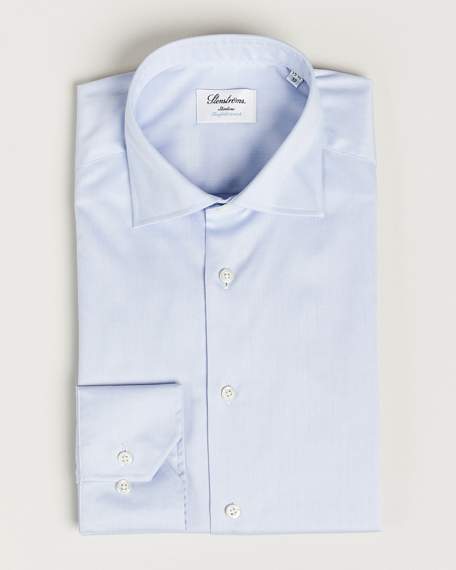 Men | Shirts | Stenströms | Slimline Twofold Stretch Shirt Light Blue