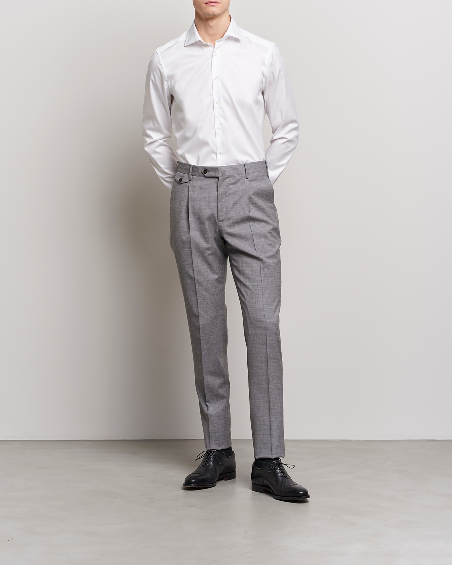 Men | Shirts | Stenströms | Fitted Body Twofold Stretch Shirt White