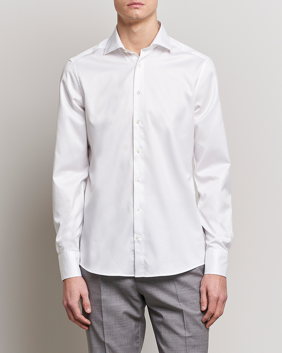 Men | Shirts | Stenströms | Fitted Body Twofold Stretch Shirt White