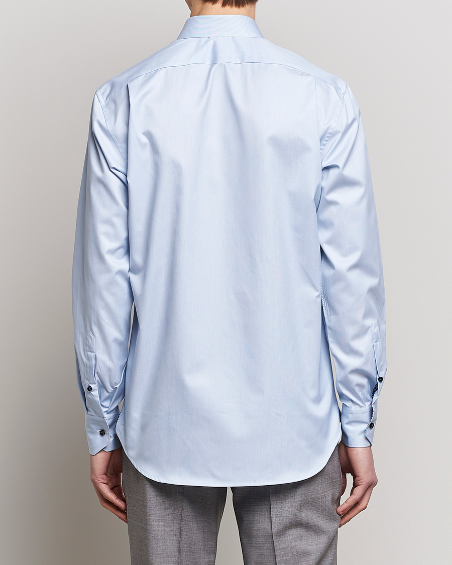 Men | Shirts | Stenströms | Fitted Body Contrast Cotton Shirt White/Blue